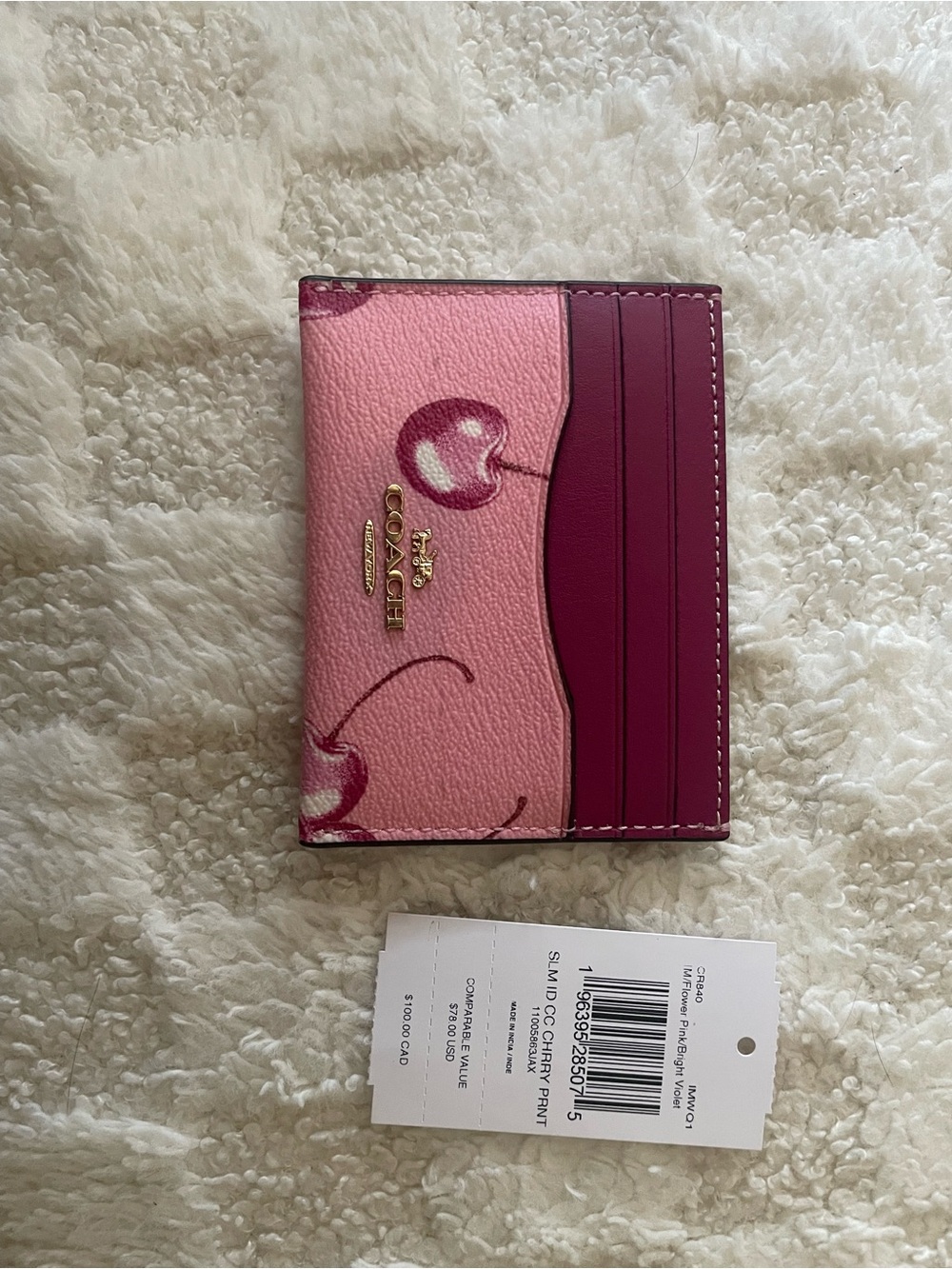 Coach Slim ID Card Case in Pink Cherry Print